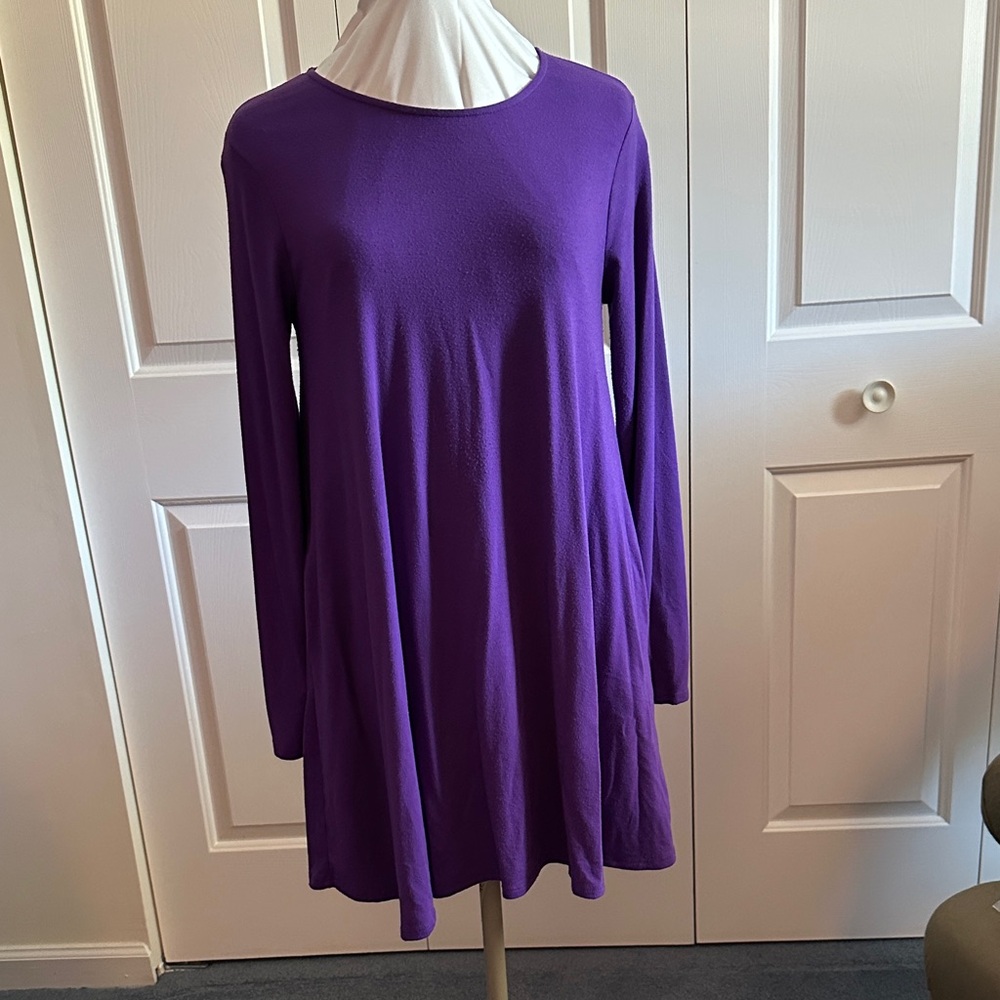 Zenana Outfitters Vibrant Purple Long Sleeve Dress